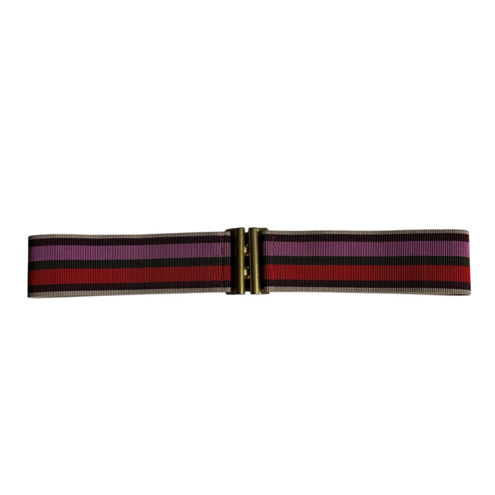 J.Crew Striped Vintage Womens Stretch Belt Made in USA Size Medium - Picture 7 of 8